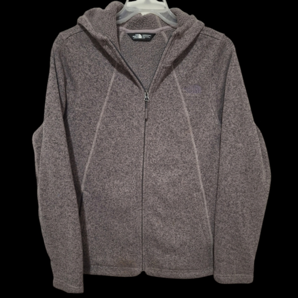 The North Face Jacket Womens L Heather Gray Crescent Zip-up Hooded Fleec…